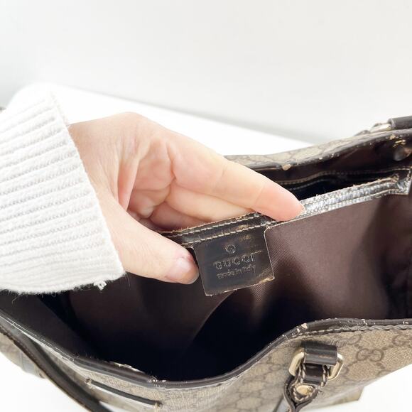 Gucci Joy GG Supreme Canvas Tote Bag Purse Tan Beige Brown - Picture 6 of 15